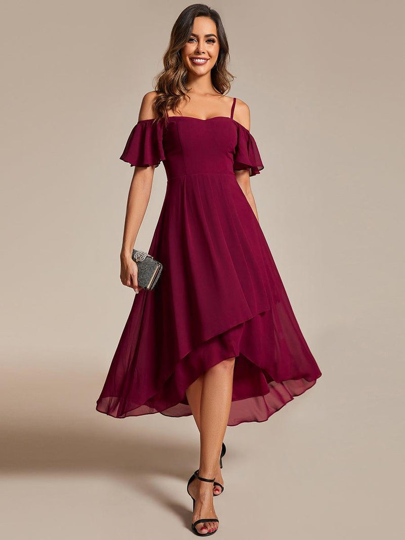 ever JORDANE|Spaghetti Strap Cold Shoulder Chiffon A-Line Midi Wedding Guest Dress