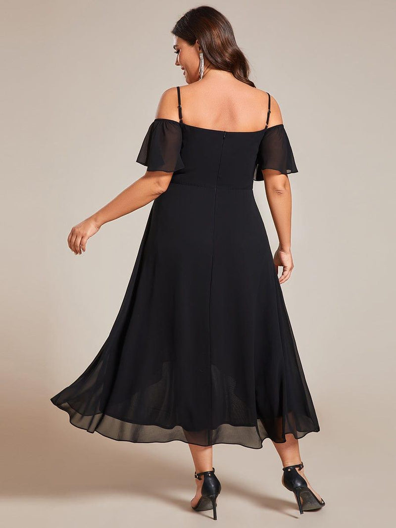 ever JORDANE|Spaghetti Strap Cold Shoulder Chiffon A-Line Midi Wedding Guest Dress