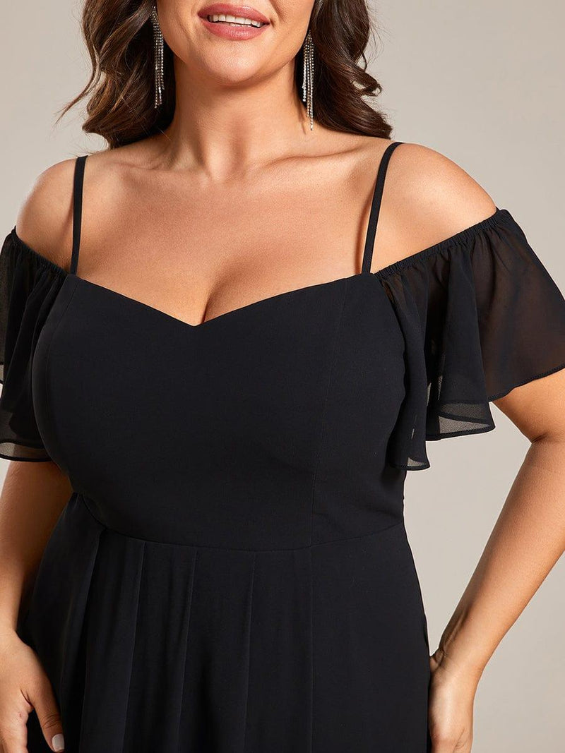 ever JORDANE|Spaghetti Strap Cold Shoulder Chiffon A-Line Midi Wedding Guest Dress