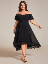 ever JORDANE|Spaghetti Strap Cold Shoulder Chiffon A-Line Midi Wedding Guest Dress