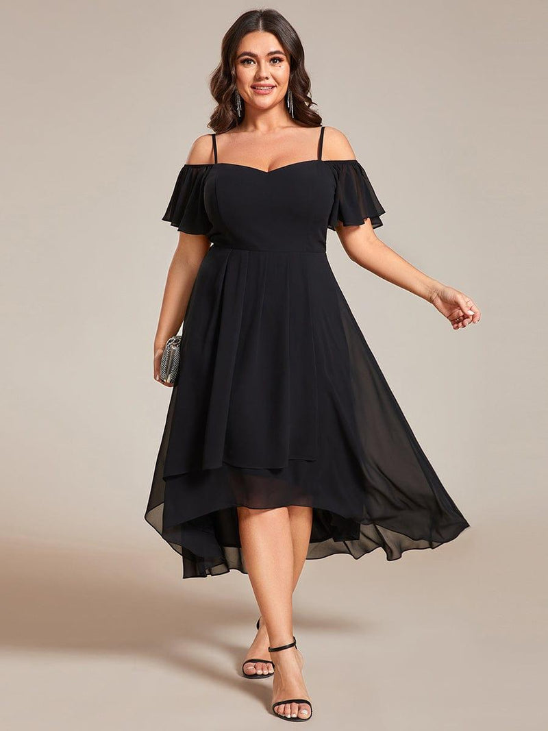 ever JORDANE|Spaghetti Strap Cold Shoulder Chiffon A-Line Midi Wedding Guest Dress