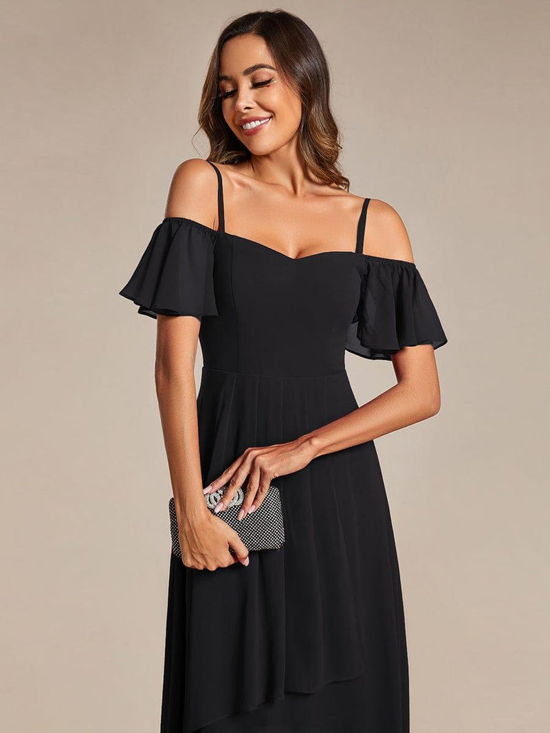 ever JORDANE|Spaghetti Strap Cold Shoulder Chiffon A-Line Midi Wedding Guest Dress