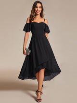 ever JORDANE|Spaghetti Strap Cold Shoulder Chiffon A-Line Midi Wedding Guest Dress