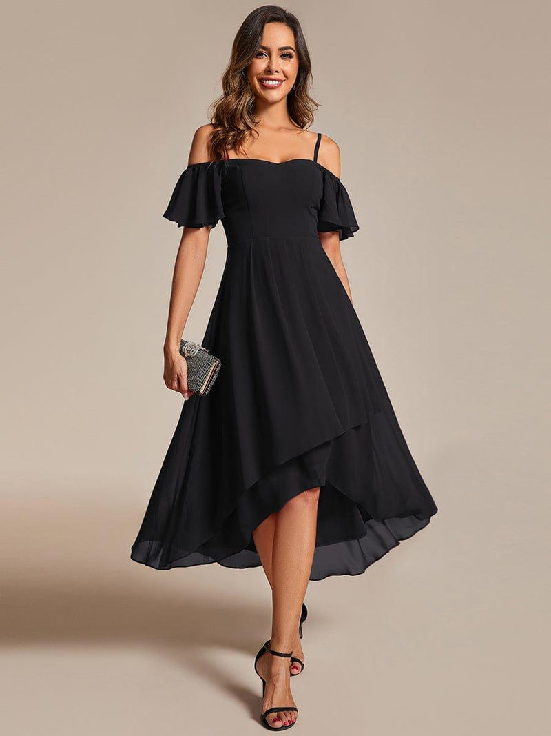 ever JORDANE|Spaghetti Strap Cold Shoulder Chiffon A-Line Midi Wedding Guest Dress