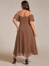 ever JORDANE|Spaghetti Strap Cold Shoulder Chiffon A-Line Midi Wedding Guest Dress