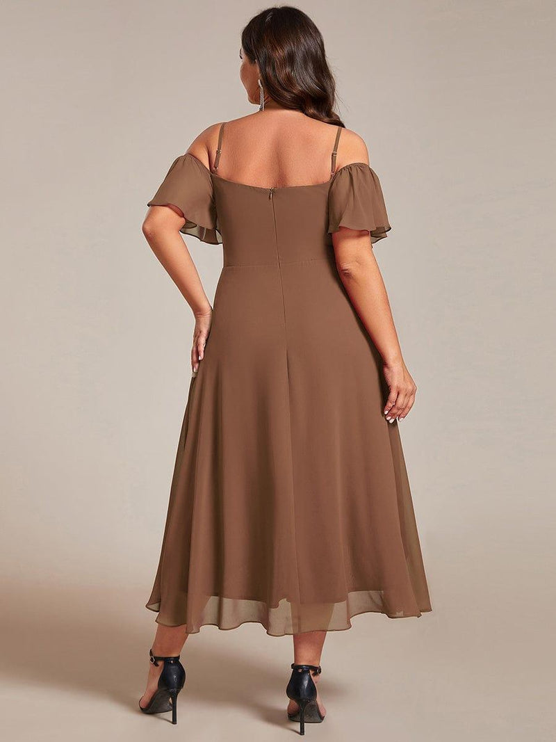 ever JORDANE|Spaghetti Strap Cold Shoulder Chiffon A-Line Midi Wedding Guest Dress