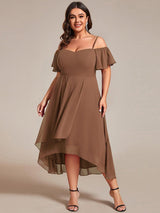 ever JORDANE|Spaghetti Strap Cold Shoulder Chiffon A-Line Midi Wedding Guest Dress