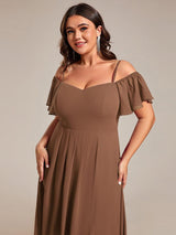 ever JORDANE|Spaghetti Strap Cold Shoulder Chiffon A-Line Midi Wedding Guest Dress