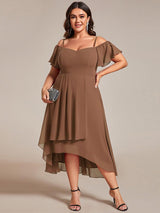 ever JORDANE|Spaghetti Strap Cold Shoulder Chiffon A-Line Midi Wedding Guest Dress