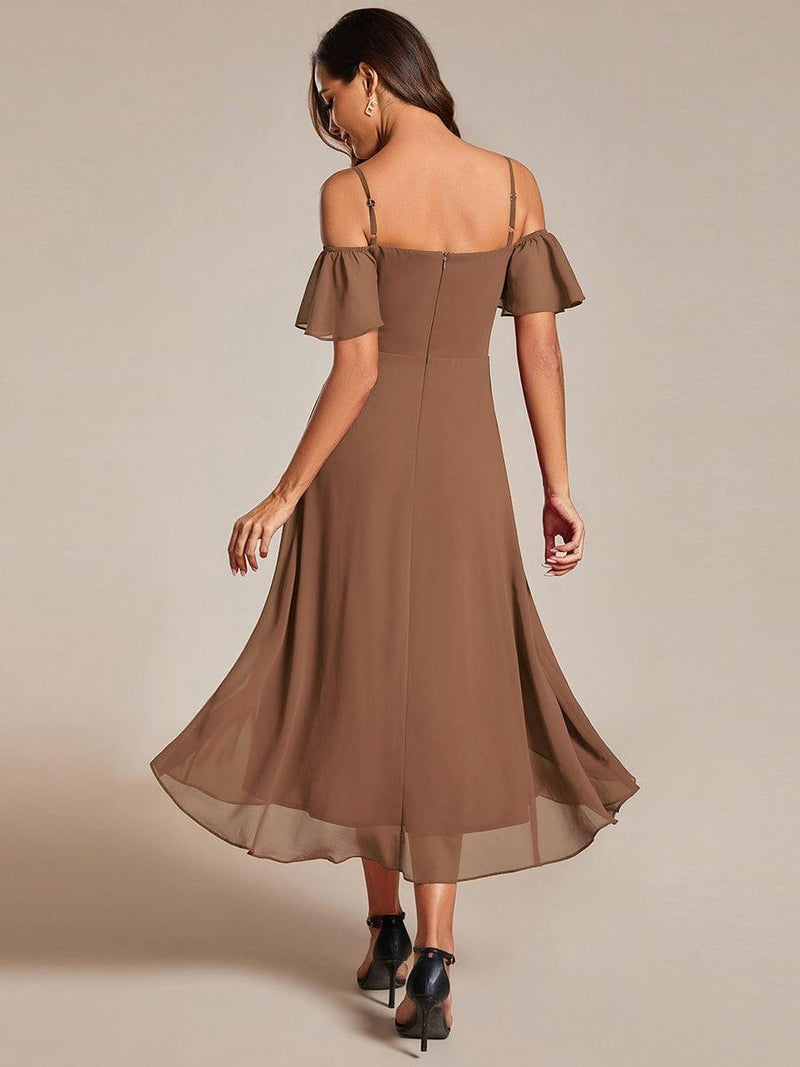 ever JORDANE|Spaghetti Strap Cold Shoulder Chiffon A-Line Midi Wedding Guest Dress