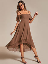 ever JORDANE|Spaghetti Strap Cold Shoulder Chiffon A-Line Midi Wedding Guest Dress