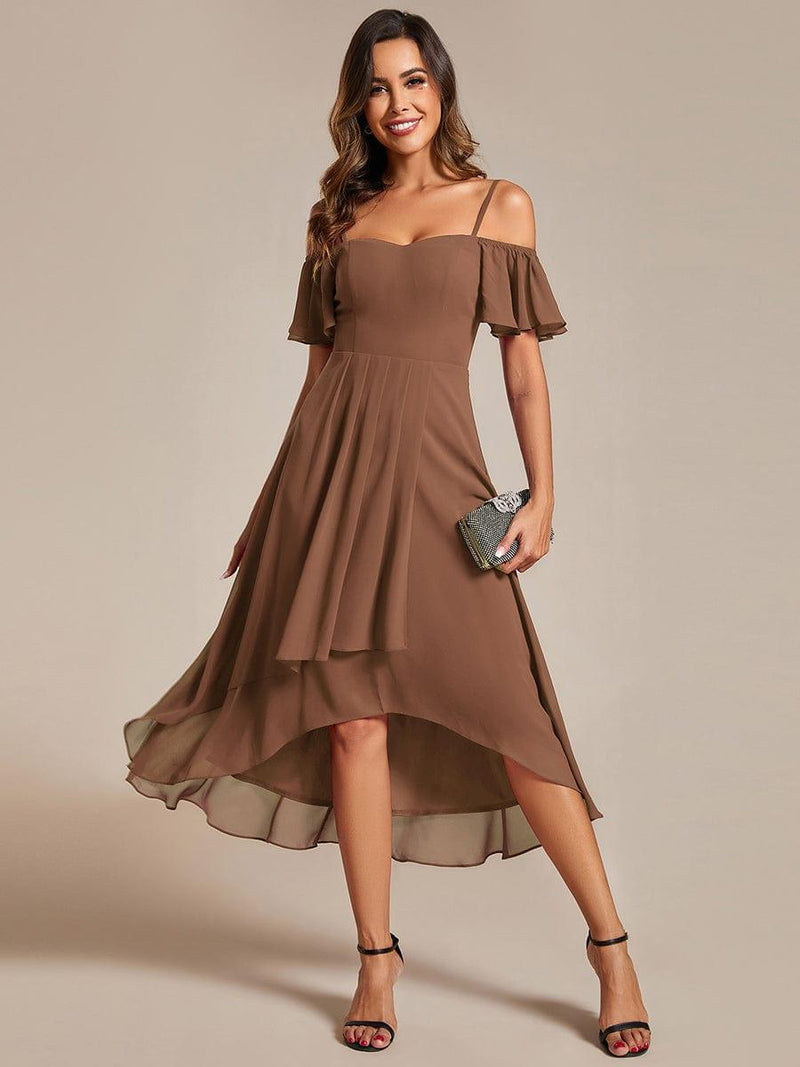 ever JORDANE|Spaghetti Strap Cold Shoulder Chiffon A-Line Midi Wedding Guest Dress