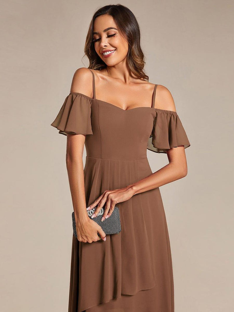 ever JORDANE|Spaghetti Strap Cold Shoulder Chiffon A-Line Midi Wedding Guest Dress