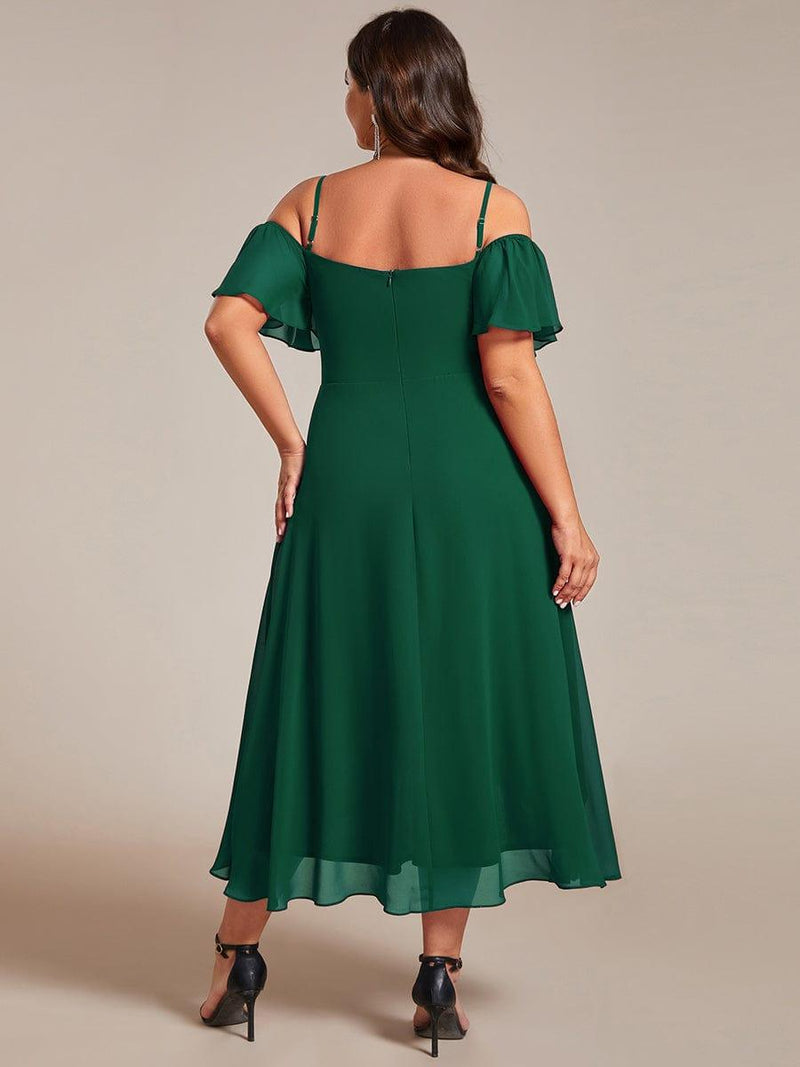 ever JORDANE|Spaghetti Strap Cold Shoulder Chiffon A-Line Midi Wedding Guest Dress