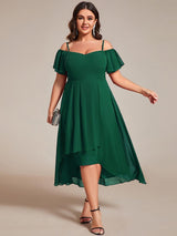 ever JORDANE|Spaghetti Strap Cold Shoulder Chiffon A-Line Midi Wedding Guest Dress