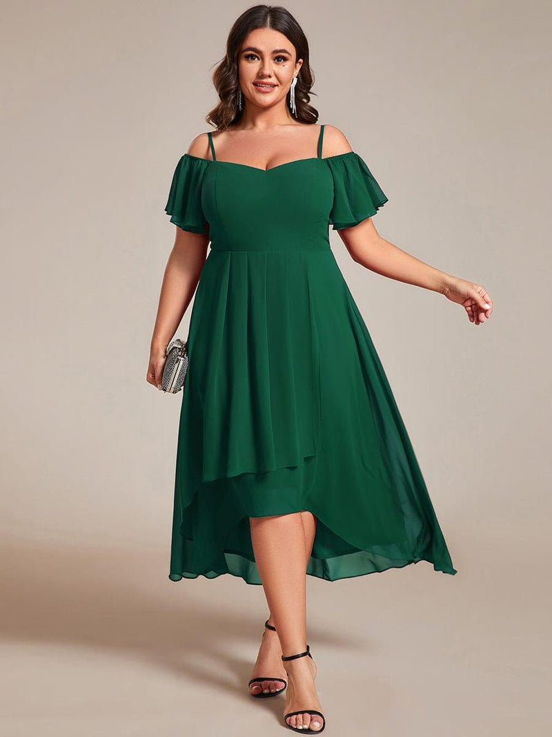 ever JORDANE|Spaghetti Strap Cold Shoulder Chiffon A-Line Midi Wedding Guest Dress