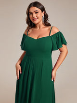 ever JORDANE|Spaghetti Strap Cold Shoulder Chiffon A-Line Midi Wedding Guest Dress