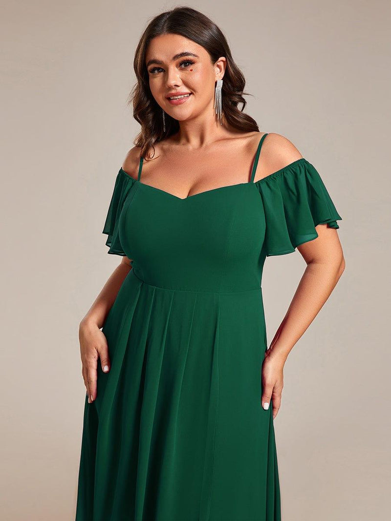 ever JORDANE|Spaghetti Strap Cold Shoulder Chiffon A-Line Midi Wedding Guest Dress