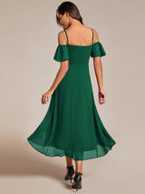 ever JORDANE|Spaghetti Strap Cold Shoulder Chiffon A-Line Midi Wedding Guest Dress