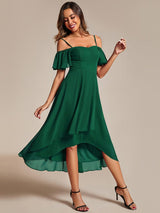 ever JORDANE|Spaghetti Strap Cold Shoulder Chiffon A-Line Midi Wedding Guest Dress