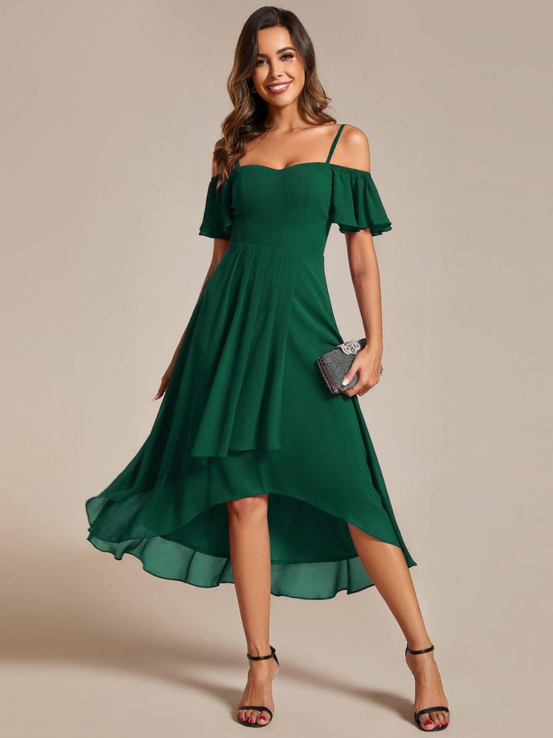 ever JORDANE|Spaghetti Strap Cold Shoulder Chiffon A-Line Midi Wedding Guest Dress