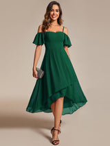 ever JORDANE|Spaghetti Strap Cold Shoulder Chiffon A-Line Midi Wedding Guest Dress