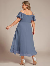 ever JORDANE|Spaghetti Strap Cold Shoulder Chiffon A-Line Midi Wedding Guest Dress