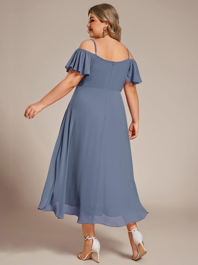 ever JORDANE|Spaghetti Strap Cold Shoulder Chiffon A-Line Midi Wedding Guest Dress