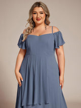 ever JORDANE|Spaghetti Strap Cold Shoulder Chiffon A-Line Midi Wedding Guest Dress