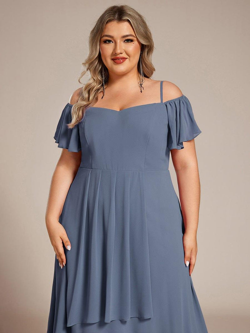 ever JORDANE|Spaghetti Strap Cold Shoulder Chiffon A-Line Midi Wedding Guest Dress