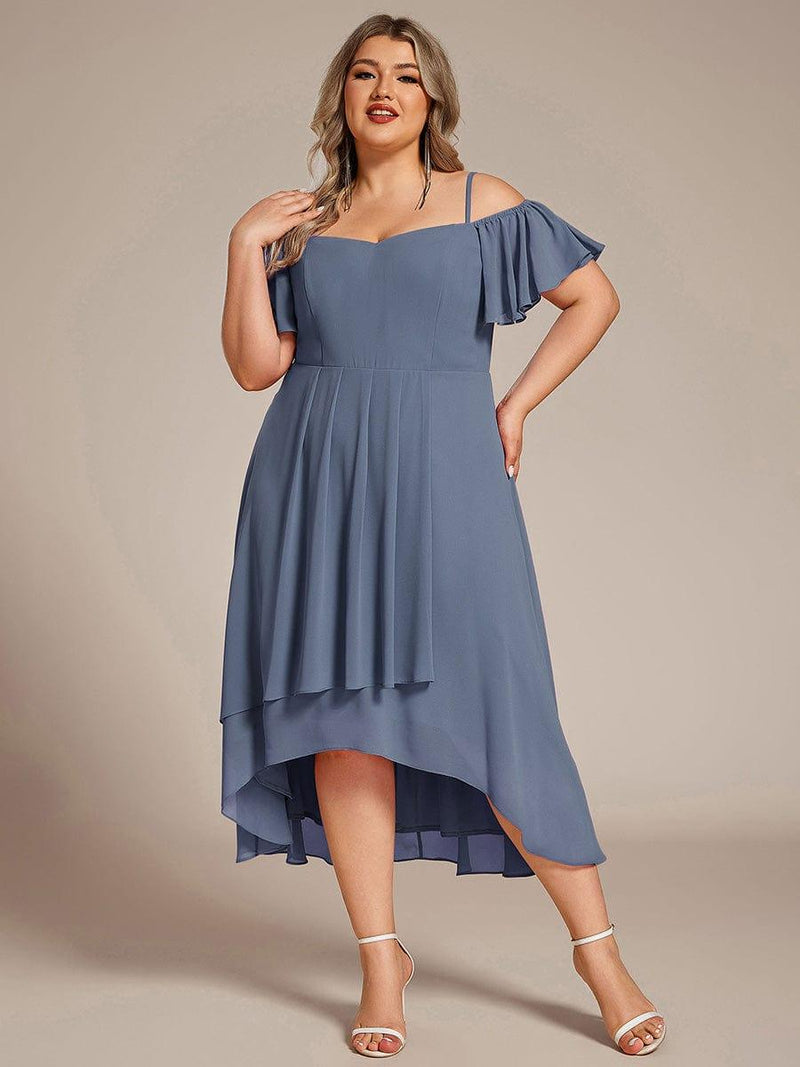 ever JORDANE|Spaghetti Strap Cold Shoulder Chiffon A-Line Midi Wedding Guest Dress