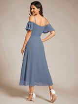 ever JORDANE|Spaghetti Strap Cold Shoulder Chiffon A-Line Midi Wedding Guest Dress