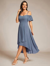 ever JORDANE|Spaghetti Strap Cold Shoulder Chiffon A-Line Midi Wedding Guest Dress