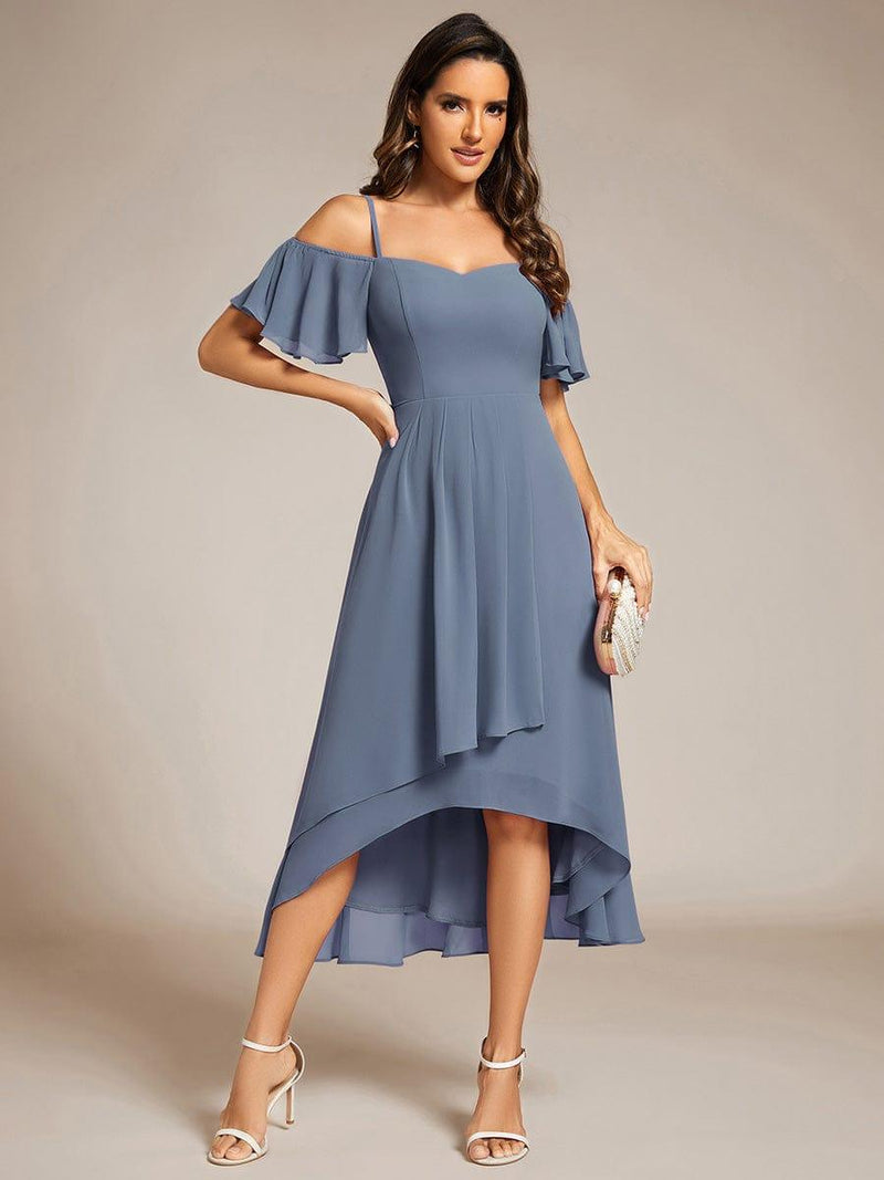 ever JORDANE|Spaghetti Strap Cold Shoulder Chiffon A-Line Midi Wedding Guest Dress