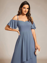 ever JORDANE|Spaghetti Strap Cold Shoulder Chiffon A-Line Midi Wedding Guest Dress