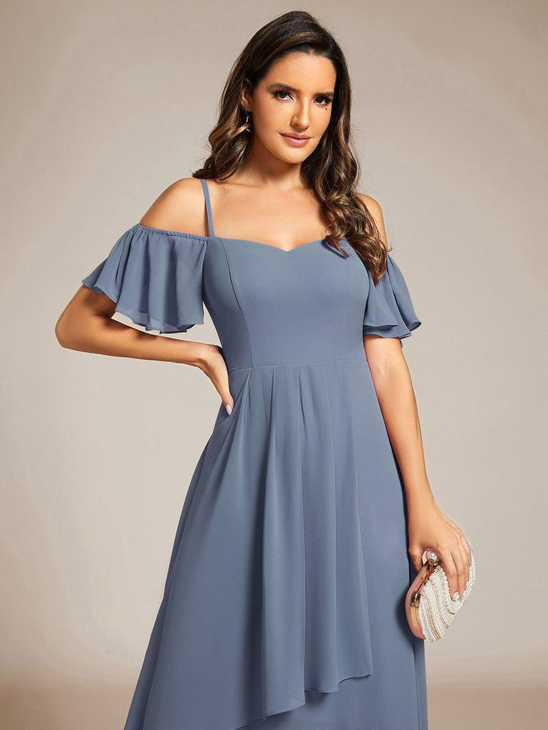 ever JORDANE|Spaghetti Strap Cold Shoulder Chiffon A-Line Midi Wedding Guest Dress