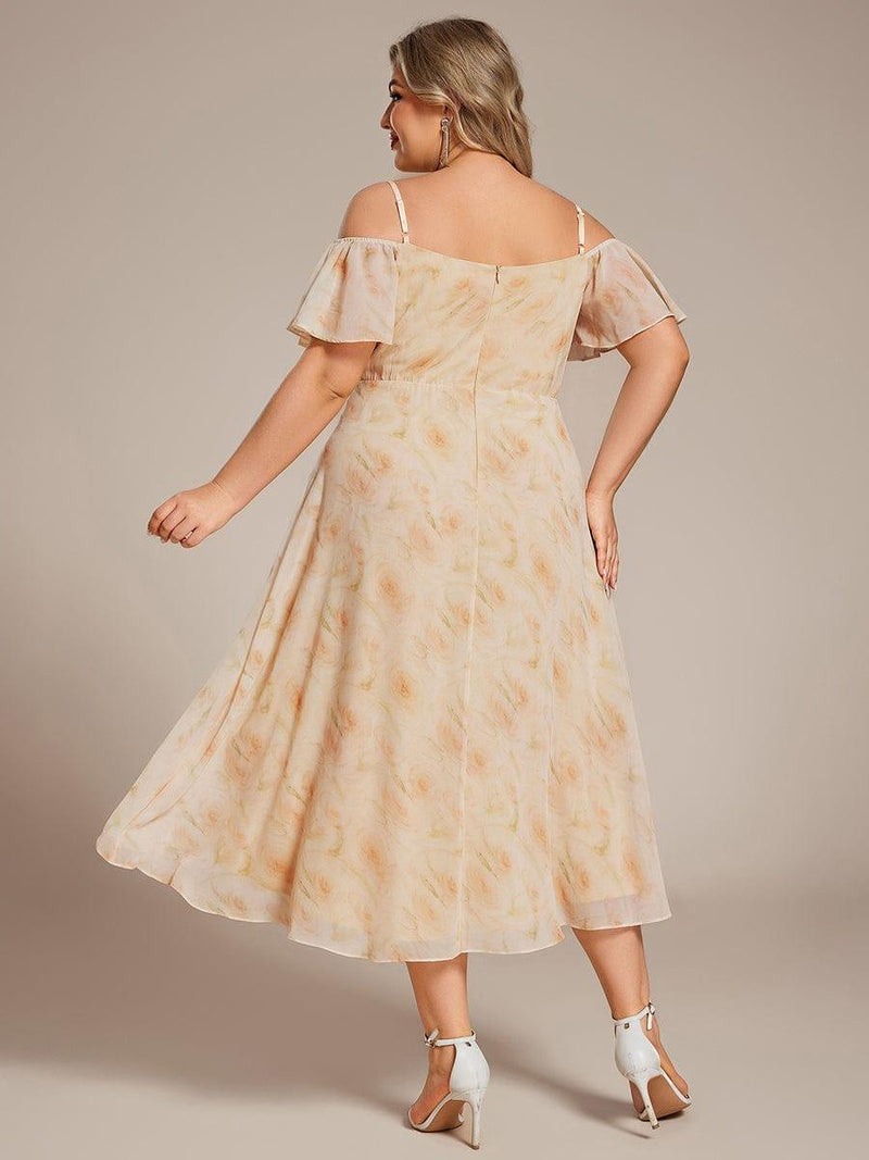 ever JORDANE|Spaghetti Strap Cold Shoulder Chiffon A-Line Midi Wedding Guest Dress