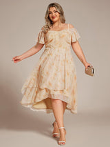 ever JORDANE|Spaghetti Strap Cold Shoulder Chiffon A-Line Midi Wedding Guest Dress