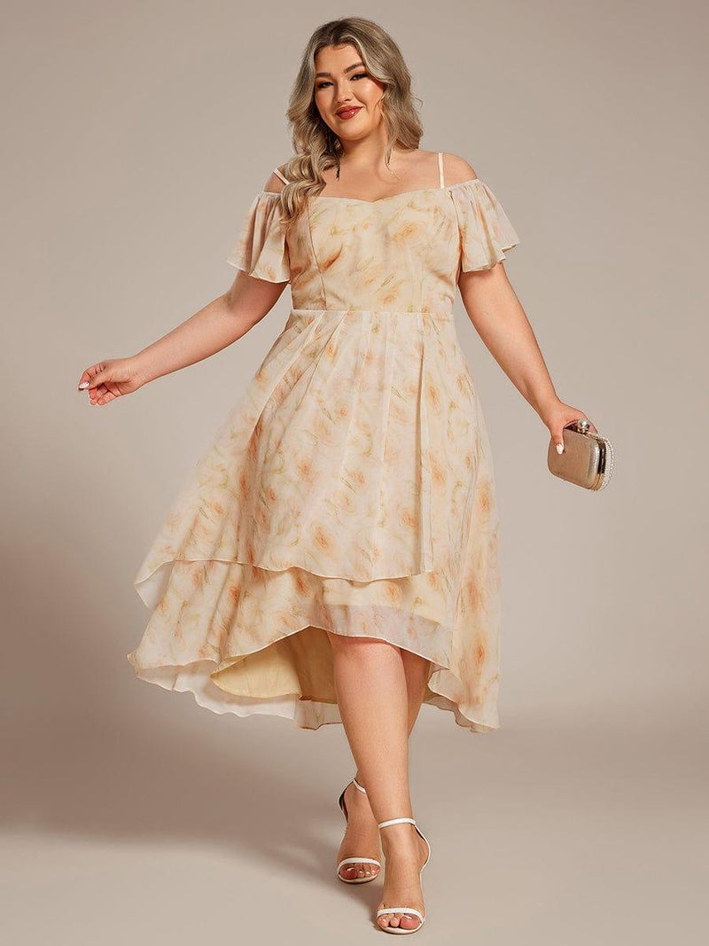 ever JORDANE|Spaghetti Strap Cold Shoulder Chiffon A-Line Midi Wedding Guest Dress