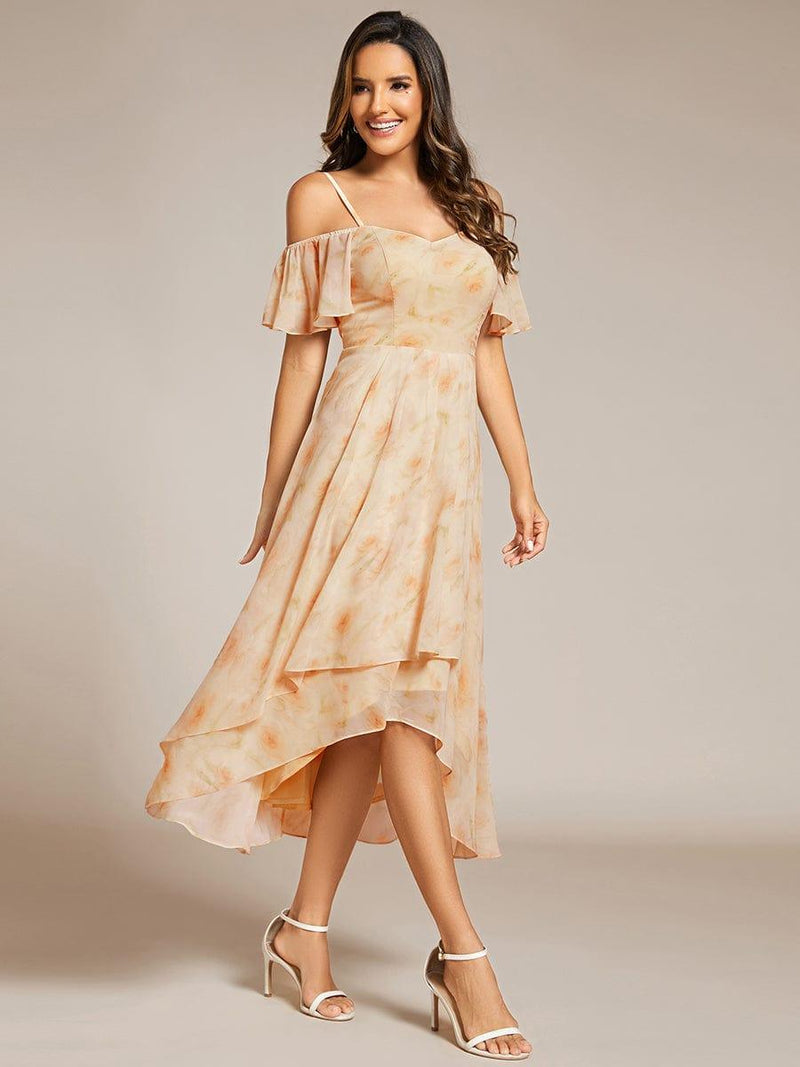 ever JORDANE|Spaghetti Strap Cold Shoulder Chiffon A-Line Midi Wedding Guest Dress