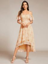 ever JORDANE|Spaghetti Strap Cold Shoulder Chiffon A-Line Midi Wedding Guest Dress