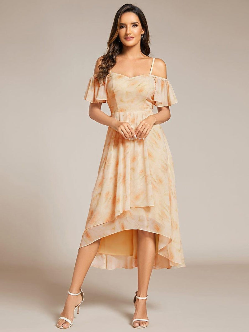 ever JORDANE|Spaghetti Strap Cold Shoulder Chiffon A-Line Midi Wedding Guest Dress