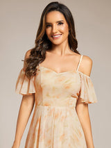 ever JORDANE|Spaghetti Strap Cold Shoulder Chiffon A-Line Midi Wedding Guest Dress