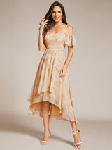 ever JORDANE|Spaghetti Strap Cold Shoulder Chiffon A-Line Midi Wedding Guest Dress