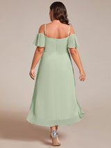 ever JORDANE|Spaghetti Strap Cold Shoulder Chiffon A-Line Midi Wedding Guest Dress