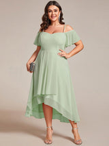 ever JORDANE|Spaghetti Strap Cold Shoulder Chiffon A-Line Midi Wedding Guest Dress