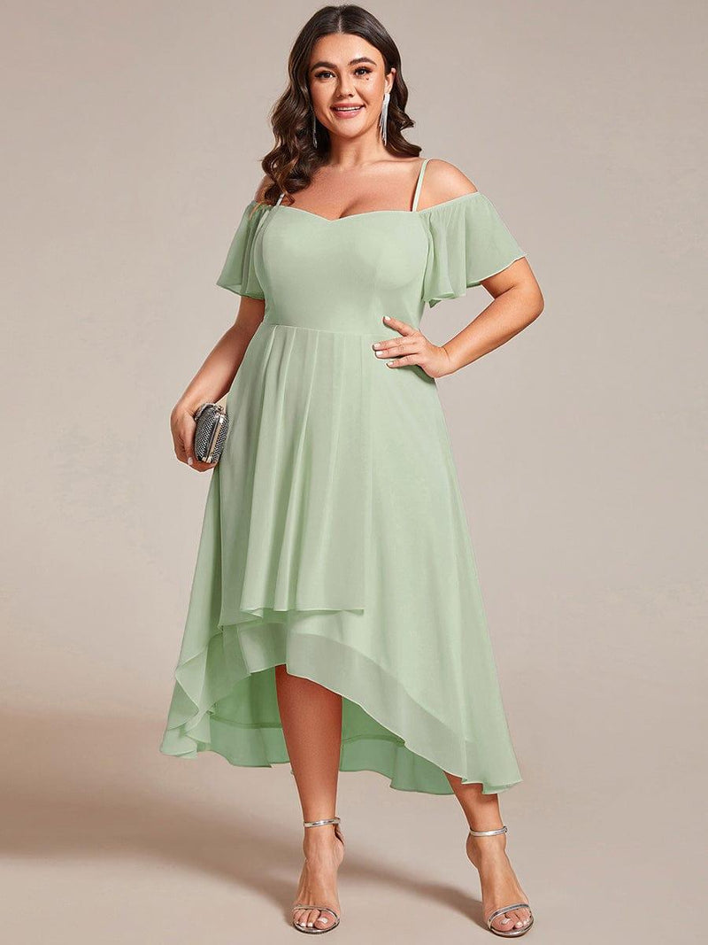 ever JORDANE|Spaghetti Strap Cold Shoulder Chiffon A-Line Midi Wedding Guest Dress