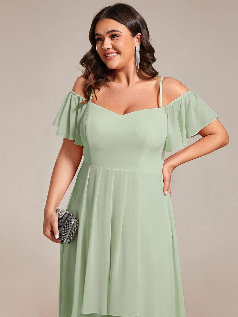 ever JORDANE|Spaghetti Strap Cold Shoulder Chiffon A-Line Midi Wedding Guest Dress
