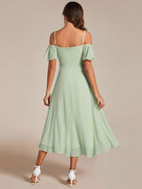 ever JORDANE|Spaghetti Strap Cold Shoulder Chiffon A-Line Midi Wedding Guest Dress