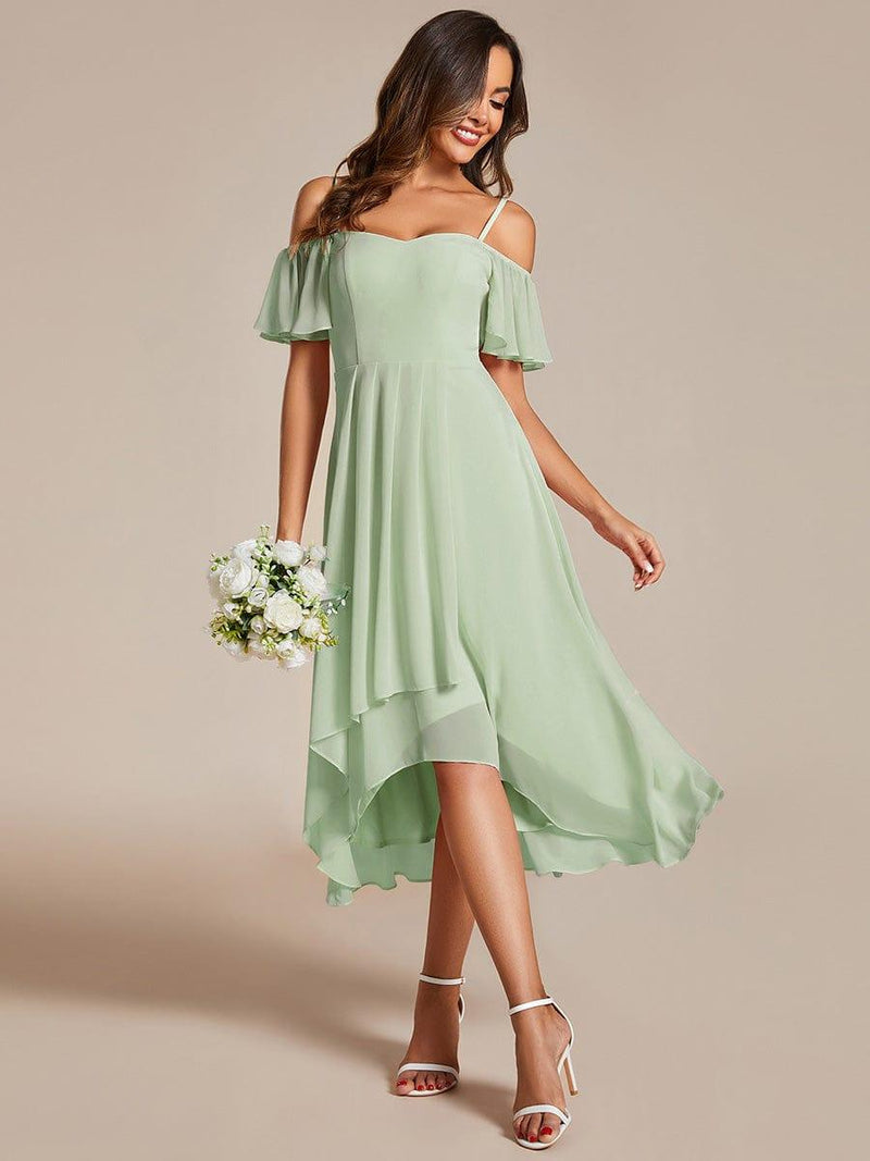 ever JORDANE|Spaghetti Strap Cold Shoulder Chiffon A-Line Midi Wedding Guest Dress